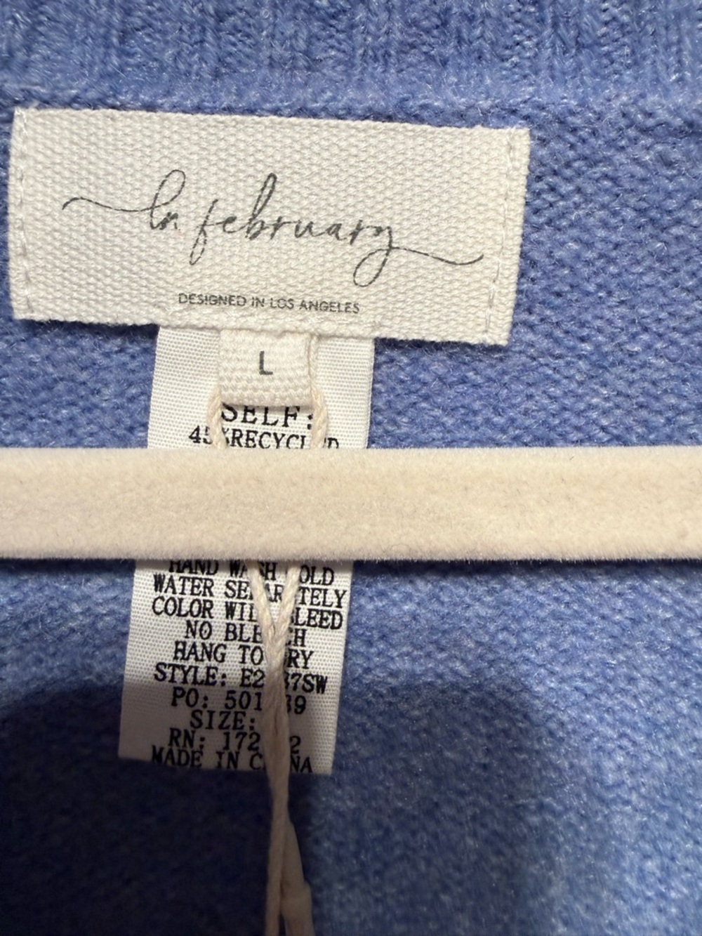 Blue V-Neck Knit Sweater Vest with Side Ties - Picture 6 of 7